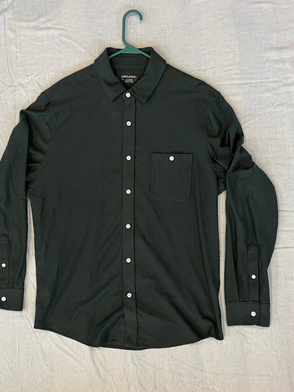 UNTUCKit Button Down Shirt Long Sleeve Men XL Green Stretch